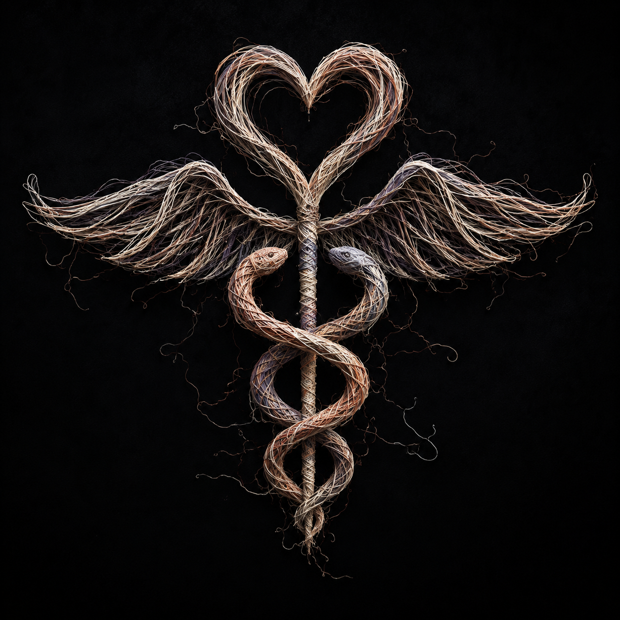 Symptoms & Silence — thread caduceus emblem